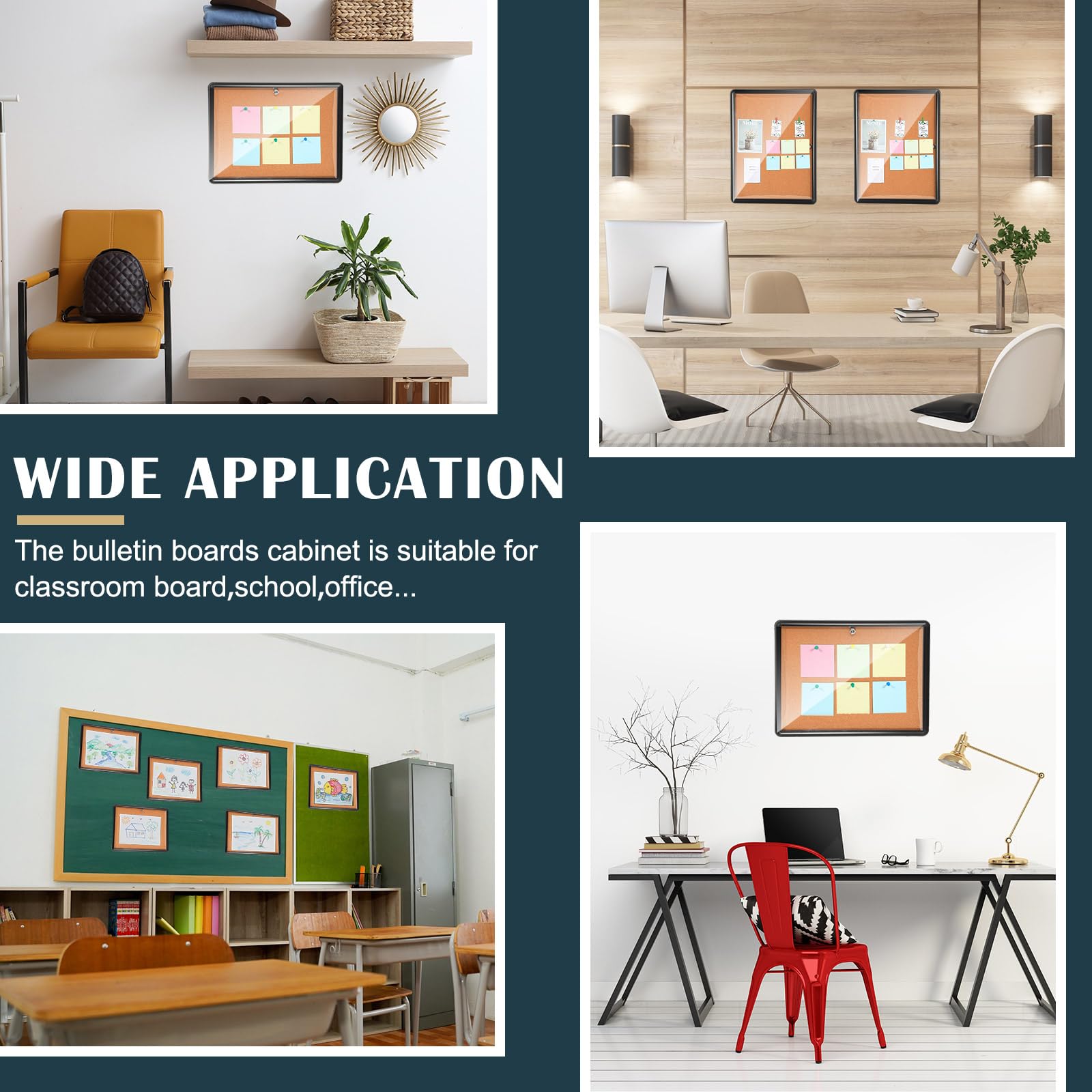 Amazon | Suzile 封入掲示板 20 x 26インチ ロック可能 掲示板 アルミ